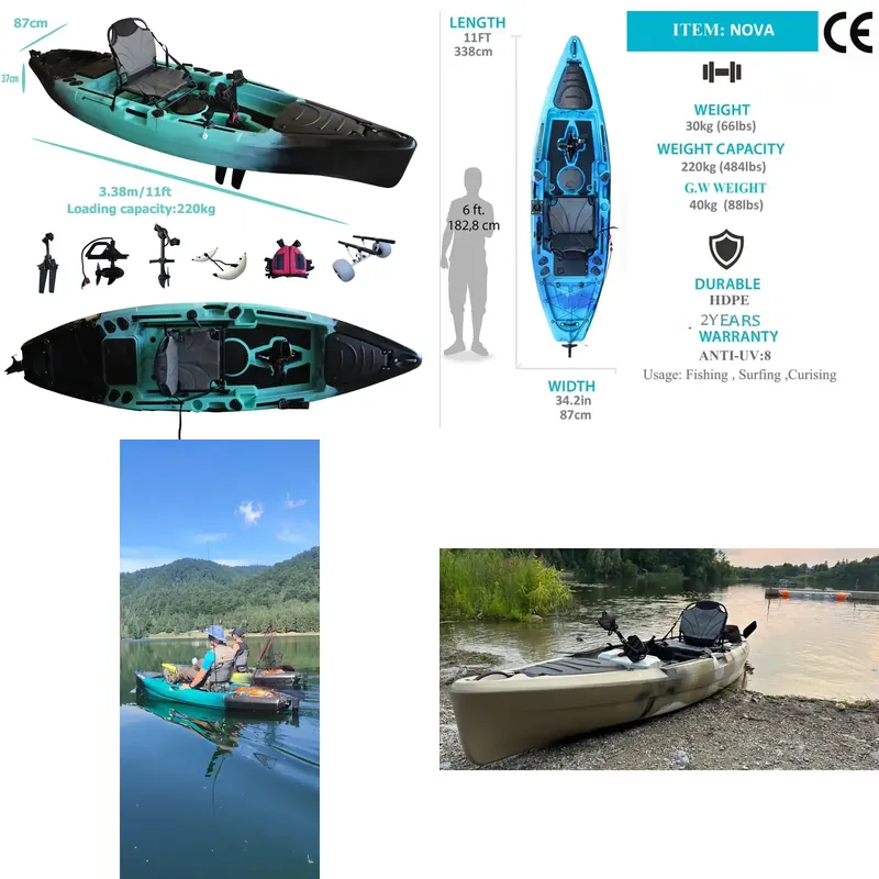 釣り用フラップドライブペダルカヤック 11フィート HDPE - Fishing Kayak Sit In のレビューと価格